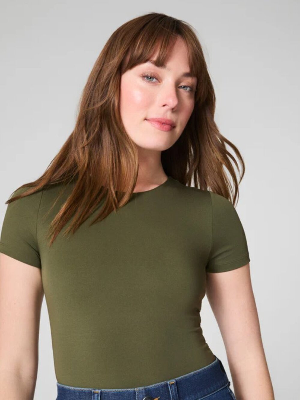 NWT SPANXsmooth Jersey Crewneck Tee Dark Pine SPANX Medium M